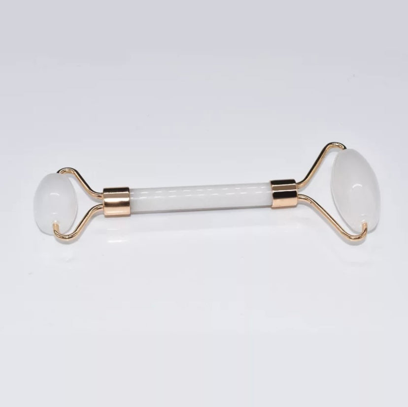 Miracle Rose Quartz Roller- White Jade